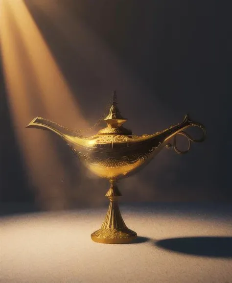 a white magical lamp<lora:genielamp6:1>,photorealistic, deviantart hd, artstation hd, concept art, award-winning photography, margins,backlight,12k ultrarealistic, ray tracing, cinematic lighting, art by Grzegorz Rutkowski