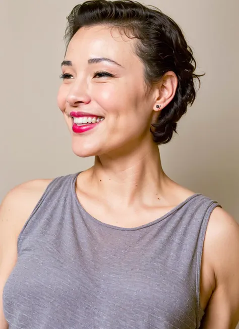 (broc-joanchen:1.1)
(happy512:1.2)
(white tanktop:1.3)
(looking at viewer:1.4)
(short hair:1.3)
(portrait512:1.1)
realistic photo, skin pores, textured skin, highly realistic skin, ambient occlusion, (realistic, photorealistic,  RAW photo:1.4), best quality, 4k, 8k, ultra highres,