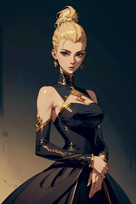 1 woman, blonde, hi-top fade, dark theme, soothing tones, muted colors, high contrast, sharp
(dress by Guo Pei) ,
(masterpiece, best quality, beautiful and aesthetic:1.2),
