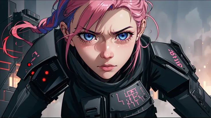 soldier,cargo pants ,Ana de armas as a (1girl:1.2),perfect blue eyes,pink hair braid,(black bulletproof vest:1.2) in fight from below,(depth),(movement:1.3),epic scene,(angry determination),(hyperdefined),,blurry background ,volumetric lighting,Canon50,Cinematic, colorful, highly detailed, high resolution, ray tracing reflections, dramatic lighting, 8k vibrant colors, detailed acrylic, intricate complexity, soft natural volumetric cinematic perfect light,gloomy, moody, ultra realistic, ultra detailed, photorealistic, (foggy background, epic realistic, rutkowski, hdr, intricate details, hyperdetailed, cinematic, rim light),sfw,(thin-lines),(fine-details:1.3),RAW-format,emotional,(muted-colors),(inked original-art:1.2), (lineart:1.31)