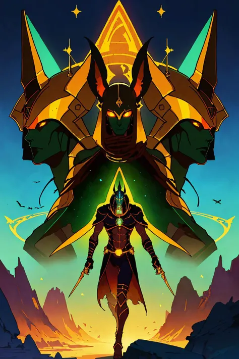 anubis, the god of funerary rites, protector of graves, and guide to the underworld
science fiction futuristic Egypt , spaceship , stargate
gradient color, vector art
( by Enki Bilal)((masterpiece, best quality, )),
<lora:add_detail:-1>