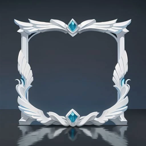 clean dark background,头像框 ,  (absolute symmetry), (top center decoration), (decorate the top and bottom),european style,(faux wings),honor, antiquity, [silver:white:8] material, elegant,  blue:inlaid gemstones,, masterpiece, best quality,