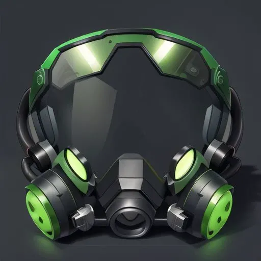 头像框 , clean black background, mimicry of headgear, mecha theme, symmetry, (Gundam head:0.6), Black overall, future, gas masks, green goggles,mechanical components,Breathing valve, decorate the bottom,mechanical-like graphic textures,Simple decoration, glow green, masterpiece, best quality,