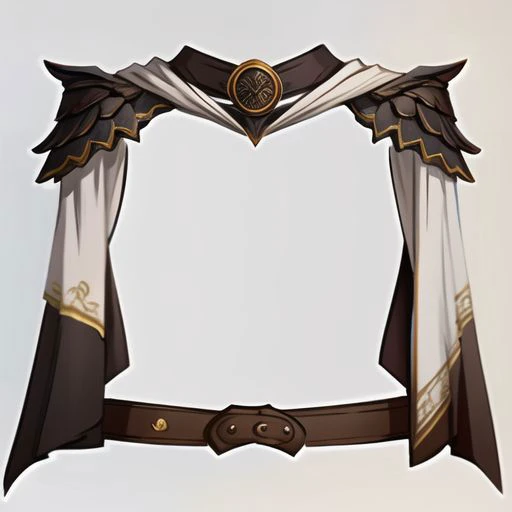 (头像框 ), symmetry,(slender frame:0.8),mimicry of clothing, antiquity, (Ranger:0.4),magical fantasy,(top center decoration:0.4),faux wings,(golden glowing sharp symbol:0.4), brown belt, white cloak,Realistic style,clean background,, masterpiece, best quality,