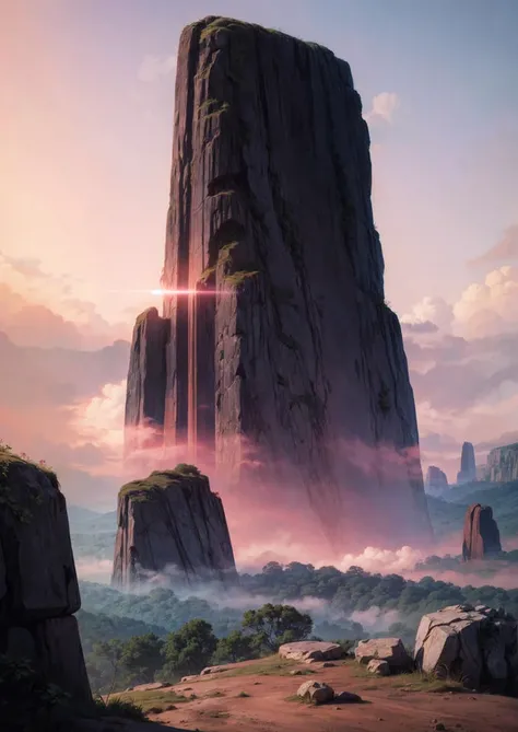 (ULTRA-DETAILED GRAPHIC-NOVEL ILLUSTRATION:1.1),
BREAK,
aerial top-down view of a landscape scenery,
wild tropical valley, wild lush green foliage, river winding between hills,
dusk, small red sun on horizon, fog over water,
(HUGE BLACK-STONE ANCIENT MONOLITH FLYING IN AIR ABOVE GROUND:1.15),
(MYSTICAL MAGICAL GLOWING PINK-MAGENTA PORTAL-GATEWAY IN MONOLITH:1.3),
BREAK,
BEST QUALITY, MASTERPIECE, HIGH-RES, HIGHLY DETAILED,
INTRICATE DETAILS, SMOOTH SHADING, SHARP LINES,
<lora:detailTweaker 90 ca 15:1.2>, <lora:noiseOffset v2 41 en 15:0.8>,