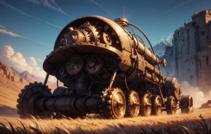 (ULTRA-DETAILED GRAPHIC-NOVEL ILLUSTRATION:1.1),
BREAK,
vast empty wild wheat field, valley between mountains, sky,
(HUGE HIGH-TECH STEAM-PUNK STYLE BRASS MECHANISM-GEARS IS LYING IN FIELD:1.25),
BREAK,
BEST QUALITY, MASTERPIECE, HIGH-RES, HIGHLY DETAILED,
INTRICATE DETAILS, SMOOTH SHADING, SHARP LINES,
<lora:detailTweaker 90 ca 15:1.2>, <lora:noiseOffset v2 41 en 15:0.8>,