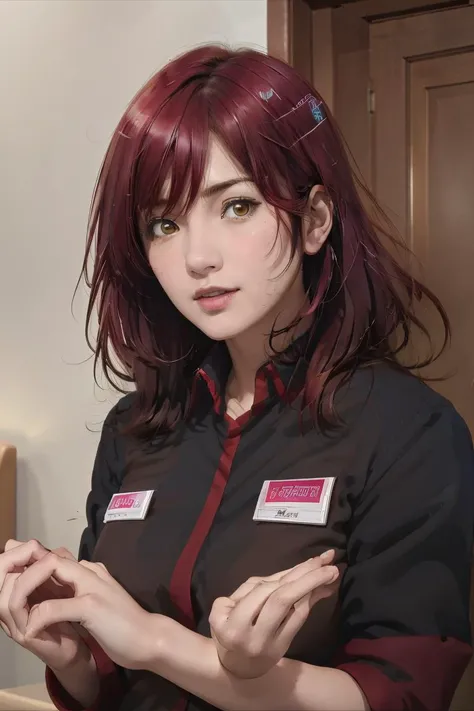 (masterpiece, best quality), 1girl, <lora:NaritaTsugumi:1> naritatsugumi, employee uniform