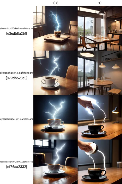 Indoor, a cup of lightning coffee, <lora:Lightning:0.8>, table