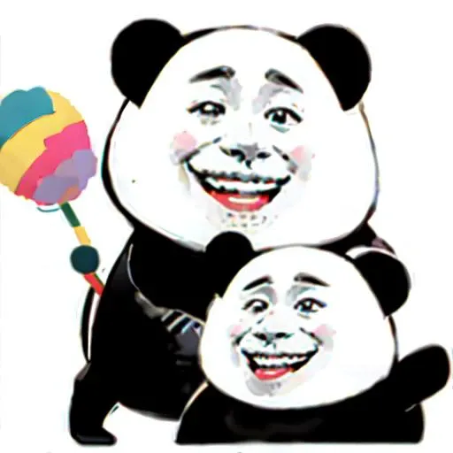 panda,white background,(Laugh:1.5),<lora:panda_emoji1.5v1:1>,