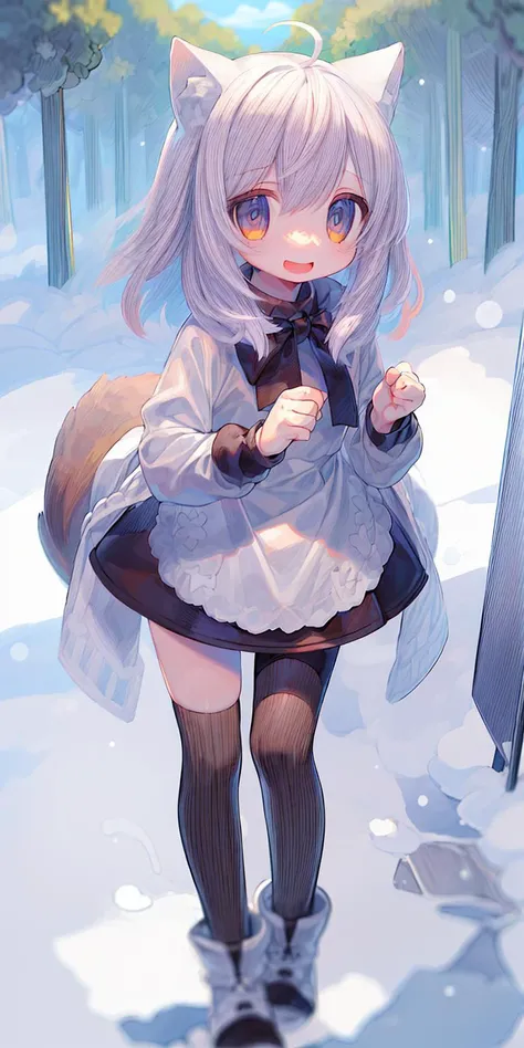 masterpiece, best quality, 1 girl, happy
BREAK
A peaceful forest blanketed in fresh snow, with sunlight filtering through the trees.