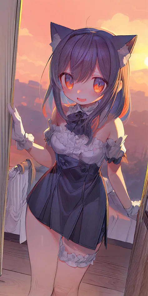 masterpiece, best quality, 1 girl, happy
BREAK
A majestic sunset over a rolling countryside, painting the sky in hues of orange and purple.