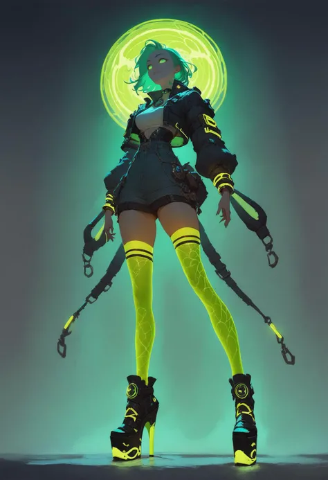 (score_9_up, score_8_up), score_7_up, 1girl, glowing neon green platform heels, glowing neon green thighhighs, black backround, concept art, <lora:neonthighlingerieheelponyv3:0.5>, <lora:Concept Art Ultimatum Style LoRA_Pony XL v6:0.6>