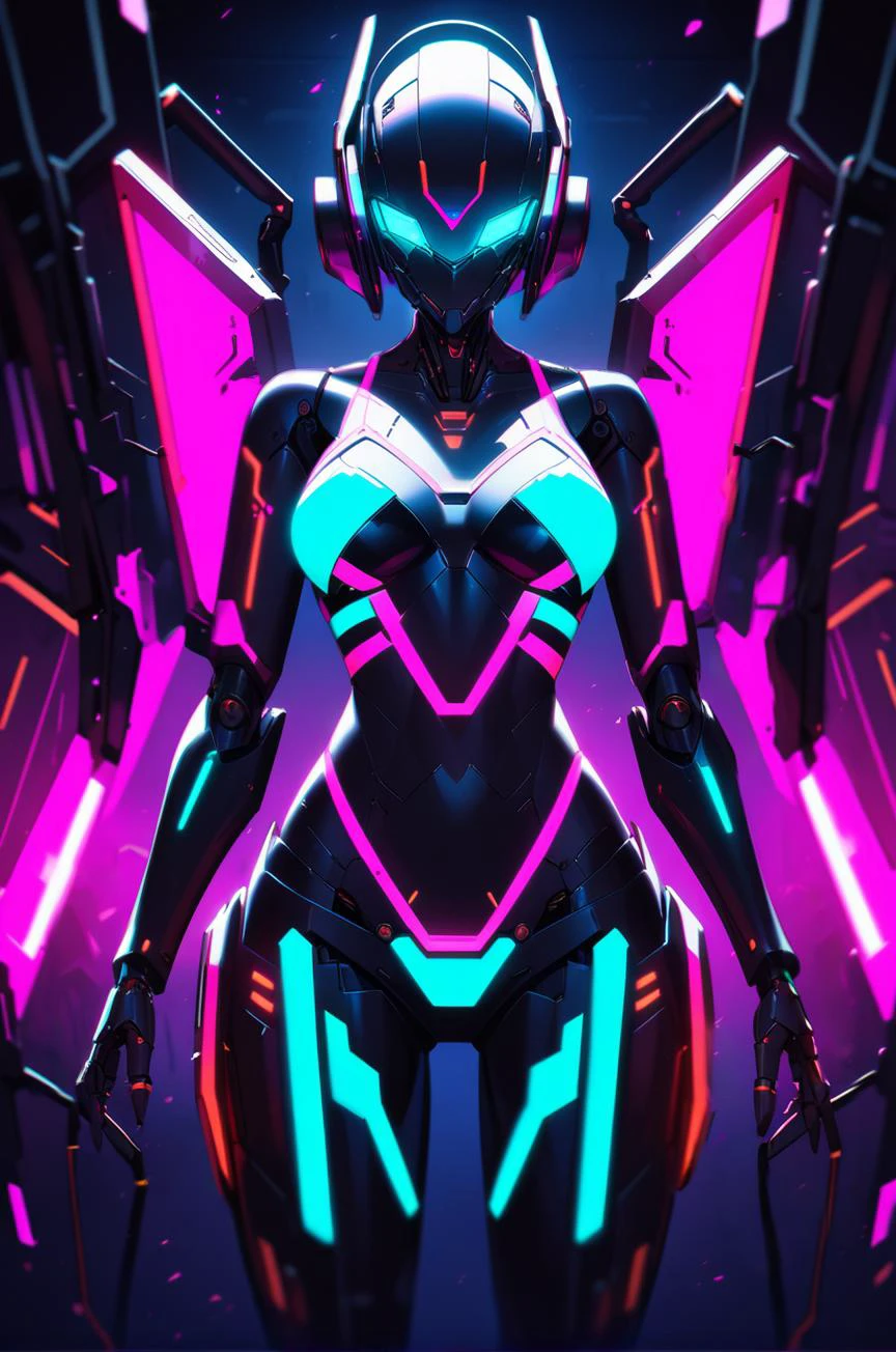 cybernetic robot 1girl, glowing neon lingerie, black backround, <lora:neonthighlingerieactualsdxlv2:0.5> <lora:Lunas-Blackedwear-Concept-SDXL-A1:0.5> . android, AI, machine, metal, wires, tech, futuristic, highly detailed