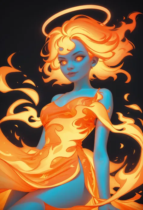 score_9_up, score_8_up, score_7_up, (glowing-neon-fire-dress), flame-print-dress, flaming dress, fire-halo, glowing-neon-orange-hair, glowing-eyes, 1girl, Pyromancy, fire magic, flames, fire, black background, <lora:lukethighwalkerneonv9:0.5>