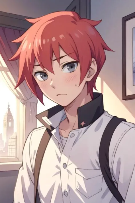 masterpiece, best quality, game cg, 1boy, solo, male focus, looking at viewer, upper body, , (watercolor illustration, soft pastel colors:1.1), , <lora:takurou_sugawara:0.70>, takurou_sugawara, red hair, grey eyes, , world war 2, High resolution