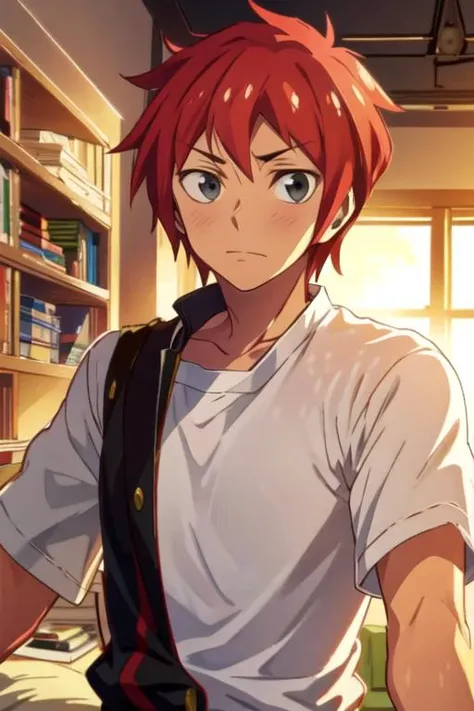 masterpiece, best quality, photorealistic, 1boy, solo, male focus, looking at viewer, upper body, , , , <lora:takurou_sugawara:0.72>, takurou_sugawara, red hair, grey eyes, leprechaun costume, ,