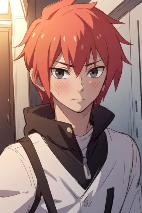 masterpiece, best quality, sketch, 1boy, solo, male focus, looking at viewer, upper body, depth of field, , , <lora:takurou_sugawara:0.74>, takurou_sugawara, red hair, grey eyes, , science fiction time travel,