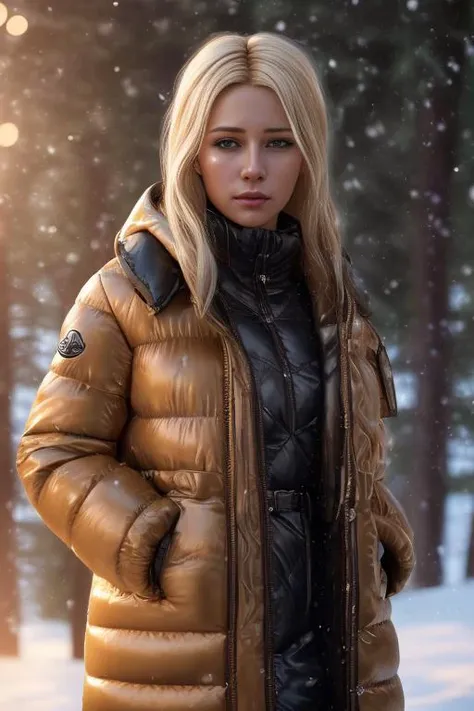 A Photorealistic Image of an nude young European woman with blonde hair. She is dressed in Parkasite. <lora:Parkasite_v10:0.5>, Cinematic lighting,, , high resolution, winter fashion, realistic shading, digital painting, artstation, , tempting, , by moncler