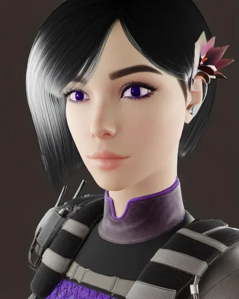 realistic, masterpiece, profesional image trending on artstation of 1 gilr Aruni,<lora:Aruni_from_Rainbow_Six_Siege:0.76> 1girl, aruni , purple eyes, slender, small breasts, black hair, flower in hair, scar on face, dynamic pose , in dark dungeon  background, perfect quality, rim lights, detialed,  focus on character  ,   perfect body proportions,   realistic skin details  BREAK,  ultrasharp, ultradetailed, perfect quality, masterpiece, intricated details, ultra clear,  <lora:add_detail:0.7>, <hypernet:sxzBloom_sxzBloom:0.3>,  detailed skin perfectly detailed face, sharp face,