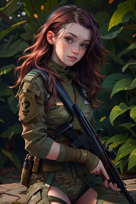 Merger_sierbloom_litelle
a (soldier:1.1) in the jungle on manoeuvrers wearing (army fatigues:1.2) and holding a rifle, (camouflage:1.2), military, uniform, military, camouflage uniform,
bokeh, f1.4, 40mm, photorealistic, raw, 8k, textured skin, skin pores, intricate details  <lora:epi_noiseoffset2:1>, epiCRealism
<lora:detail_slider_v4:1.3>
