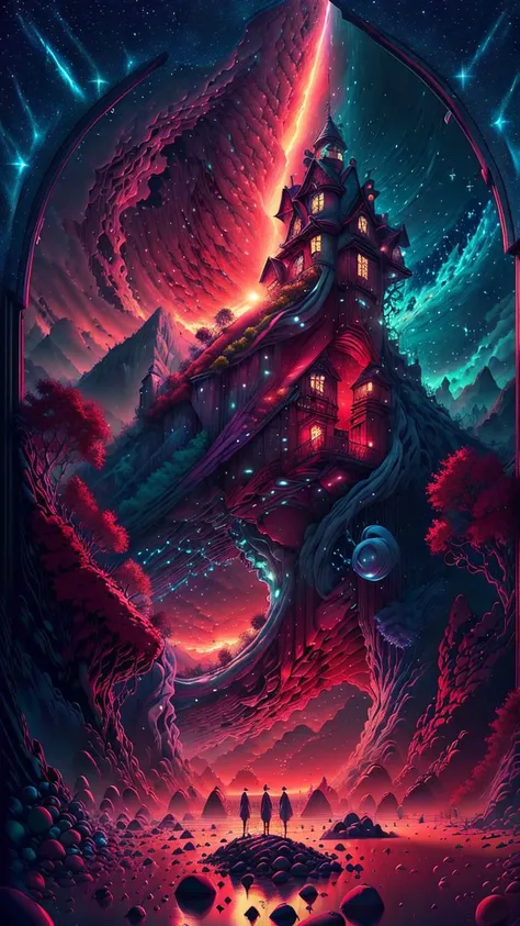 fantasy00d,Pastels artwork,landscape of a Mythical [Geneva:Beach house:3]  and Belle poque Red Dwarf,at Sunset,Energetic,50s Art,Cathode tube,(art by Abram Efimovich Arkhipov:0.8),<lora:fantasy00d-000015:1>,