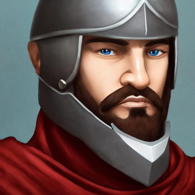 ((FRPGFaceGen)), 1solo, 1boy, male_focus, beard, facial_hair, helmet, realistic, armor, portrait, simple_background, looking_at_viewer