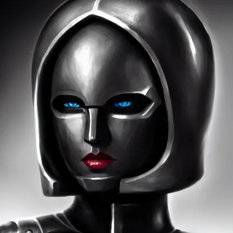 picture of head FRPGFaceGen solo, 1girl, woman_focus, simple_background, black_background, portrait, armor, looking_at_viewer, brushstrokes