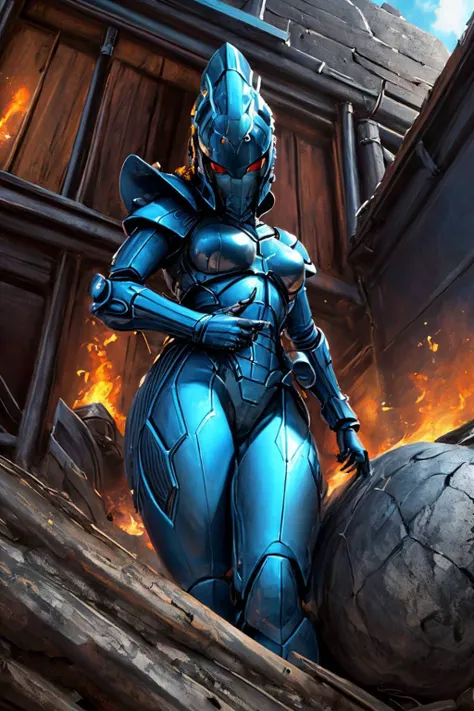 <lora:l - L| :1>, <lora:y:1>, outdoors, (Style-DA:1.3),
 <lora:eldarG:0.8>, aeldari,  solo,  full blue armor,  (helmet:1.1),  red eyes,  looking at viewer,  steel walls,  sci-fi, 1girl, solo, (no face:1.2), no hair,  <lora:l-Tools-! |tT:1>, curvy, cowboy shot,