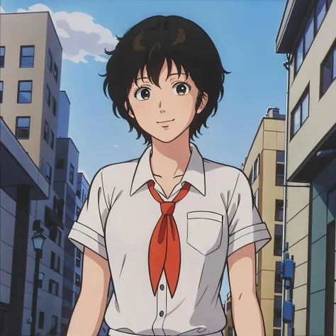 masterpiece,high quality,solo,outdoors,
<lora:AiKisugi002:0.7>,looking at viewer,smile,
AiKisugi,1girl,
short hair,black hair,black eyes,
school uniform,ribbon,short sleeves,