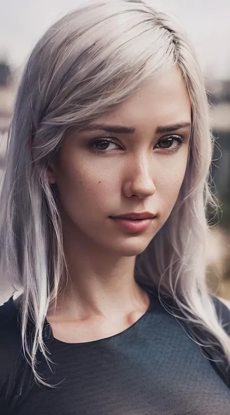 <lyco:locon_alanahpearce_v1_from_v1_64_32:1.5>, (sks woman:1.2), (perfect face:1.1), perfect proportional body, (detailed face:1.1), (looking at viewer:1.2), perfect woman, gorgeous, medium breast, (cleavage:1.1), (voluminous long white hair:1.2), (black shiny leggings:1.2), (capris, tight crop top, open sport_jacket:1.1), coastal areal, (warm tones:1.4), (cityscape:1.1), highres, (intricate details:1.2), Photography, (RAW photo:1.2), (photo masterpiece:1.4), (Best photo quality:1.4) (photorealistic:1.5), (hyperrealistic:1.5), (diffuse lighting:1.2), sharp focus, (film grain:1.2)