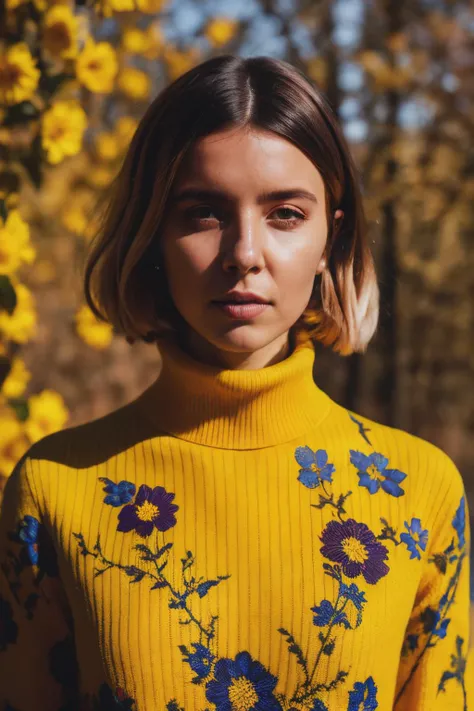 A stunning intricate full color portrait of sdy , wearing a yellow floral turtleneck, epic character composition, by ilya kuvshinov, alessio albi, nina masic, sharp focus, natural lighting, subsurface scattering, f2, 35mm,<lyco:StaceyDooley-RealVision-V1.0:1.0>