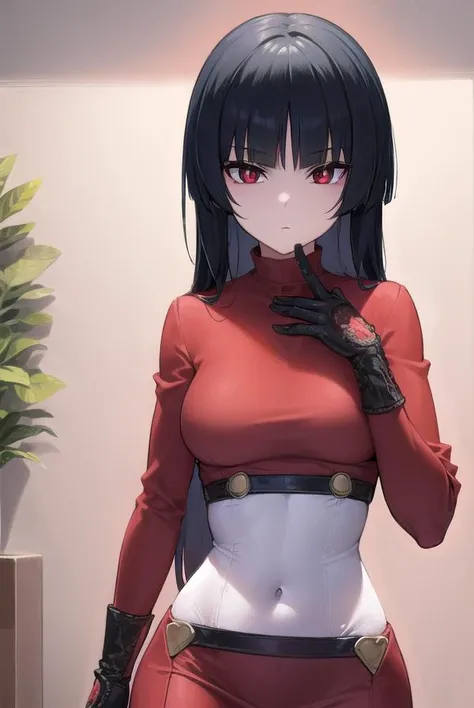 pokemonsabrina, <lyco:pokemonsabrina-lyco-nochekaiser:1>,
pokemonsabrina, black hair, long hair, bangs, (blunt bangs:1.5), (red eyes:1.5), hime cut, sidelocks, (bright pupils:1.5), (white pupils:1.5), <lora:lumi_red_strong_v100:1>,
BREAK jacket, crop top, (bodysuit:1.5), covered navel, midriff, red jacket, turtleneck, side slit, gloves, white gloves, long sleeves, pantyhose, skirt, red skirt, boots, red boots, socks, yellow socks, knee socks,
BREAK indoors,
BREAK looking at viewer, (cowboy shot:1.5),
BREAK <lyco:GoodHands-beta2:1>, (masterpiece:1.2), best quality, high resolution, unity 8k wallpaper, (illustration:0.8), (beautiful detailed eyes:1.6), extremely detailed face, perfect lighting, extremely detailed CG, (perfect hands, perfect anatomy),