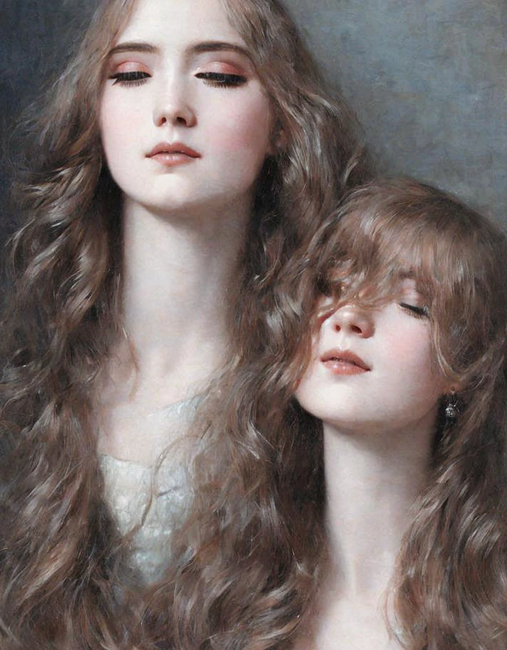 hyper detailed, long hair, naive girl, <lora:Oil painting:0.5>, full body,, 8k, ultra detailed, beautiful, masterpiece, best quality, absurdres: 1.2,, portrait of a girl, face, close up, dress, half-closed eyes,long eyelashes, solo, profile,