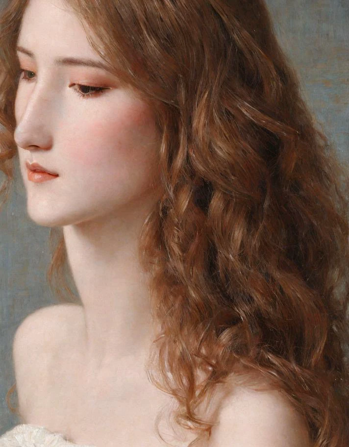 hyper detailed, long hair, naive girl, <lora:Oil painting:0.5>, full body,, 8k, ultra detailed, beautiful, masterpiece, best quality, absurdres: 1.2,, portrait of a girl, face, close up, dress, half-closed eyes,long eyelashes, solo, profile,