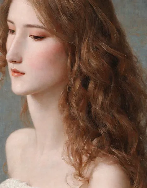 hyper detailed, long hair, naive girl,   <lora:Oil painting:0.5>, full body,, 8k, ultra detailed, beautiful, masterpiece, best quality, absurdres: 1.2,, portrait of a girl, face, close up, dress, half-closed eyes,long eyelashes, solo, profile,