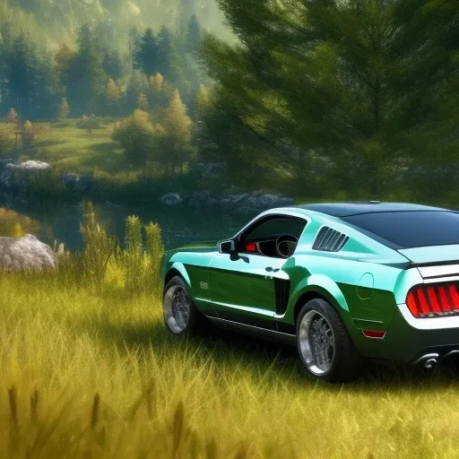 A beautiful scenery elder ring style with a ford mustang