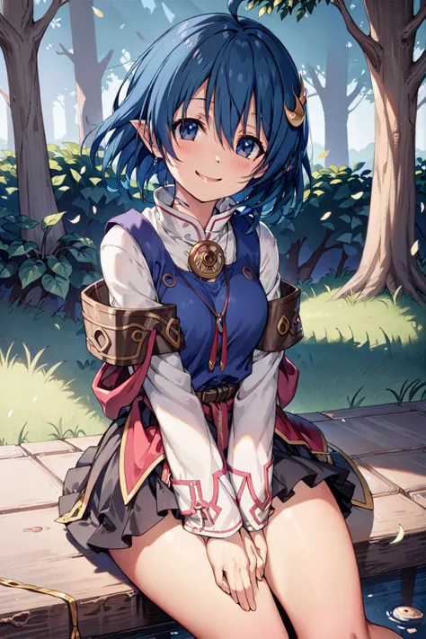 masterpiece, best quality, rena lanford, smile, forest, looking at viewer <lora:Rena Lanford:1>