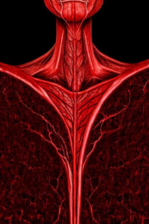 A close up of a human body with a red vein - SeaArt AI