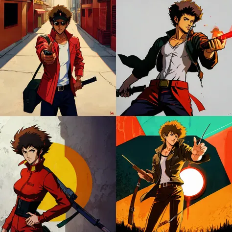 cowboy bebop,holding weapon,aim at viewer,
intricate detail,masterpiece,best quality,hightres,perfect shadow,