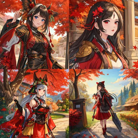 (masterpiece, best_quality, ultra-detailed:1.3), epic, illustration, welcoming, Red Maple tree drui