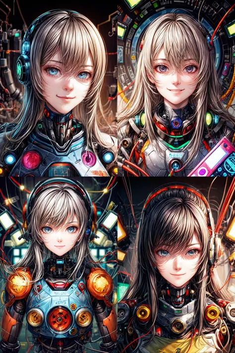 portrait512 Cyborg512 Tay512, electronics, motors, wires, buttons, lcd <lora:add_detail:2>