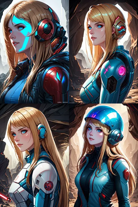 sexy blond Samus Aran from Metroid wearing blue suit with high platforms standing on a floor of a cave near ((grey humanoid monster)) hiding behind a rock and looking at her,
interior of alien cave in Hans Ruedi Giger style,
beautiful face,perfect face,
single girl,nova<lora:Nova-000003:0.6>,red Astronaut helmet,[(holding Laser Gun,lightsaber on another hand)],upper body,
copeseethemald style,glossy,thepit bimbo,
realistic, professional, limited palette,high contrast,amazing detail,dynamic lights,
hyperrealism, masterpiece, best quality, HDR, viewpoint, highest quality, sharp focus, digital art render, 8k