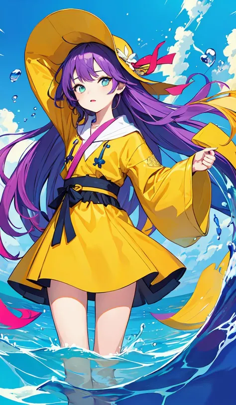 (flat color:1.1),(colorful:1.3),(masterpiece:1.2), best quality, masterpiece, original, extremely detailed wallpaper, looking at viewer,1girl,solo,floating colorful water