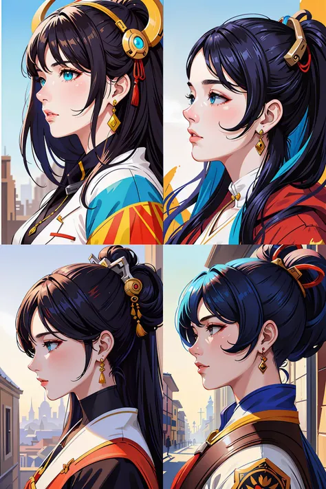 greg manchess portrait painting of shinazaki rika lisbeth as overwatch character, turquoise hair, medium shot, asymmetrical, profile picture, organic painting, sunny day, matte painting, bold shapes, hard edges, street art, trending on artstation, by huang guangjian and gil elvgren and sachin teng