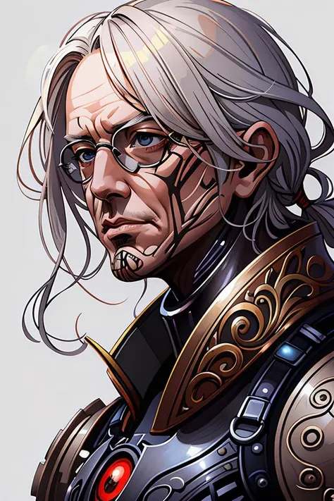 Portrait of Bernie Sanders wearing futuristic power armor, fantasy, horror, intricate, highly detailed, digital painting, trending on artstation, sharp focus, illustration, style of Stanley Artgerm