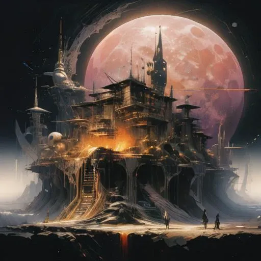 cyberpunk, futuristic world, pink moon, two moons,<lora:glddrp:1> glddrp, <lora:more_details:0.2>, <lora:videl_v3:0.15>,  scenery shot:1.2,