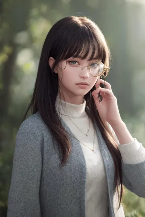 masterpiece, best quality, highres, 1girl monocle <lora:monocle_2:1> photorealistic