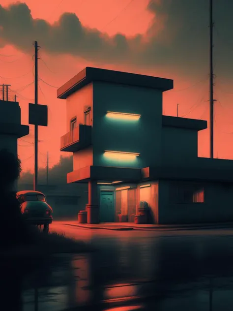 <lora:CodyEllingham:1>rural colours, neo noir city, photorealistic