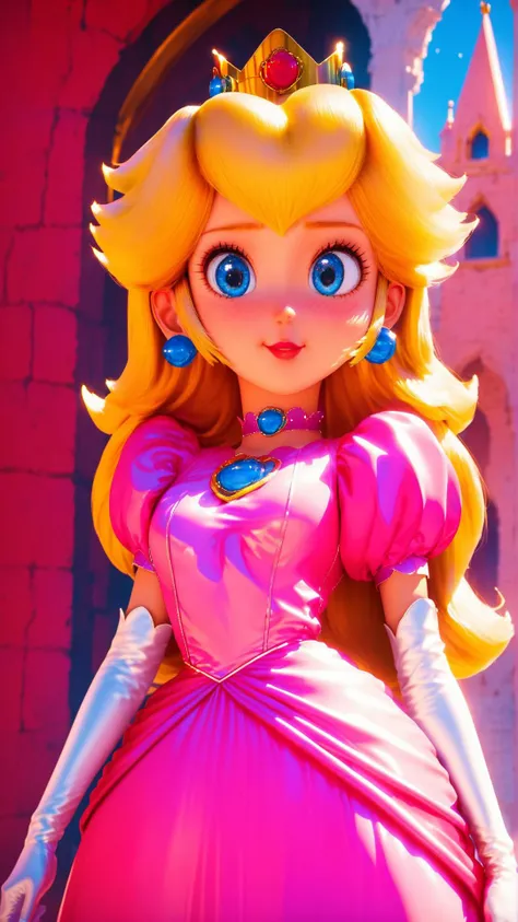 score_9,score_8_up,score_7_up,score_6_up,score_5_up,score_4_up BREAK source_anime,<lora:Princess_Peach_Shiny_Style-000009:1>,1girl,standing,blush,princess peach,shiny skin,blonde hair,skinny,blue eyes,crown,gloves,choker,outdoors,castle,bloom,pink dress,pose,