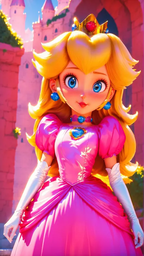 score_9,score_8_up,score_7_up,score_6_up,score_5_up,score_4_up BREAK source_anime,<lora:Princess_Peach_Shiny_Style-000009:1>,1girl,standing,blush,princess peach,shiny skin,blonde hair,skinny,blue eyes,crown,gloves,choker,outdoors,castle,bloom,pink dress,pose,